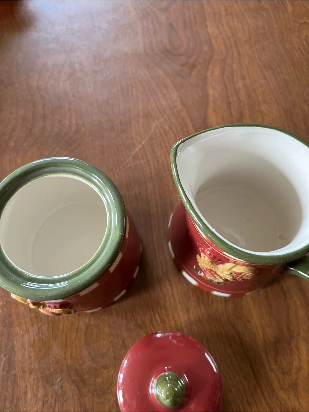 Red Rooster Ceramic Creamer and Sugar Set - Park Design brand